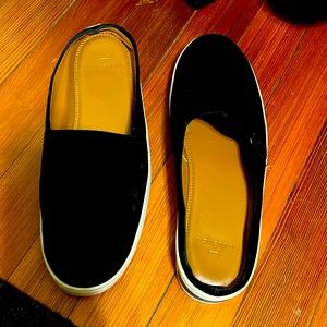 H Halston Morten black suede mules